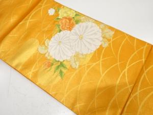 ヱ霞に菊・牡丹模様　刺繍　名古屋帯